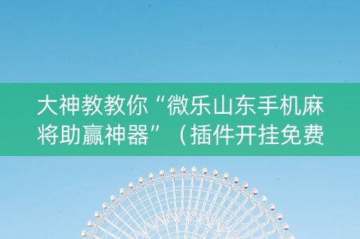 大神教教你“微乐山东手机麻将助赢神器”（插件开挂免费AI)
