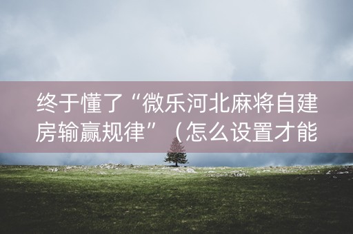终于懂了“微乐河北麻将自建房输赢规律”（怎么设置才能赢)