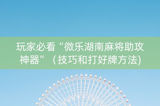 玩家必看“微乐湖南麻将助攻神器”（技巧和打好牌方法)