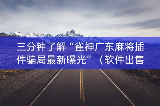三分钟了解“雀神广东麻将插件骗局最新曝光”（软件出售)
