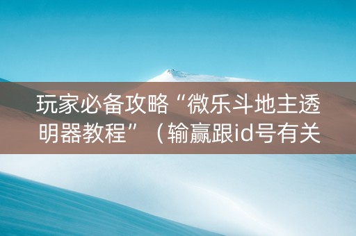 玩家必备攻略“微乐斗地主透明器教程”（输赢跟id号有关系吗)
