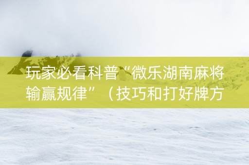 玩家必看科普“微乐湖南麻将输赢规律”（技巧和打好牌方法)