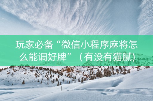 玩家必备“微信小程序麻将怎么能调好牌”（有没有猫腻)