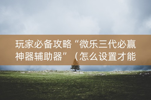 玩家必备攻略“微乐三代必赢神器辅助器”（怎么设置才能赢)