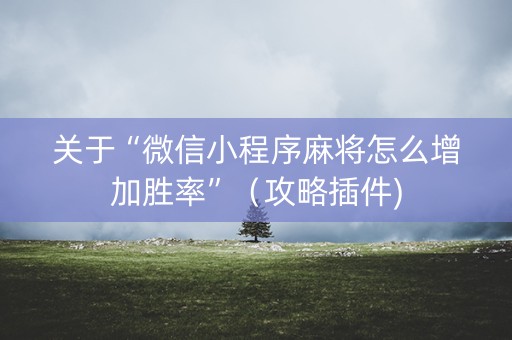 关于“微信小程序麻将怎么增加胜率”（攻略插件)