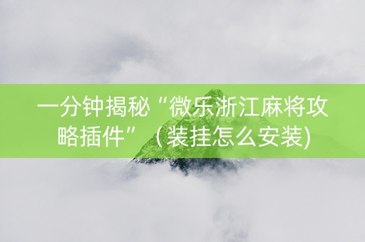 一分钟揭秘“微乐浙江麻将攻略插件”（装挂怎么安装)