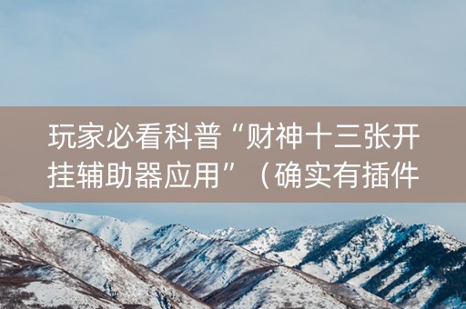 玩家必看科普“财神十三张开挂辅助器应用”（确实有插件吗)