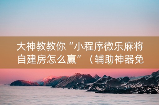 大神教教你“小程序微乐麻将自建房怎么赢”（辅助神器免费)