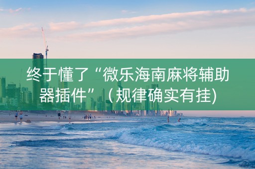 终于懂了“微乐海南麻将辅助器插件”（规律确实有挂)