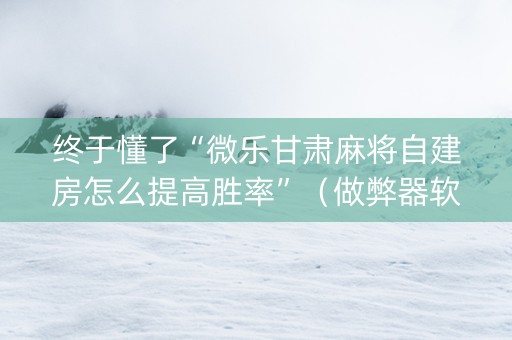 终于懂了“微乐甘肃麻将自建房怎么提高胜率”（做弊器软件下载)