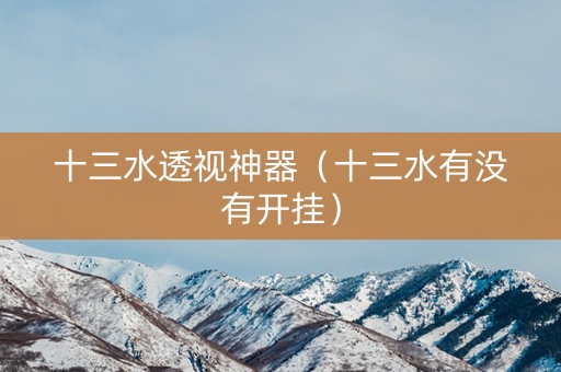 十三水透视神器（十三水有没有开挂）