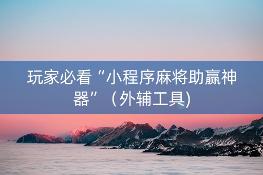 玩家必看“小程序麻将助赢神器”（外辅工具)