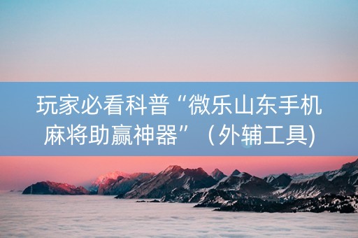 玩家必看科普“微乐山东手机麻将助赢神器”（外辅工具)