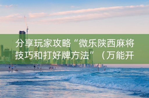 分享玩家攻略“微乐陕西麻将技巧和打好牌方法”（万能开挂器)