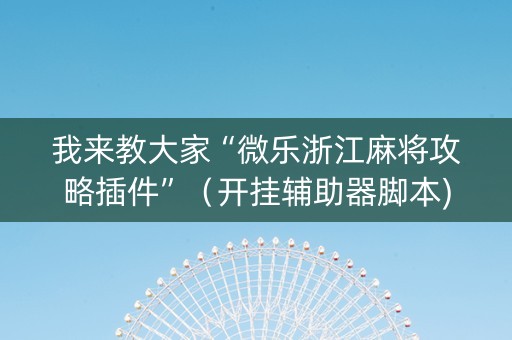 我来教大家“微乐浙江麻将攻略插件”（开挂辅助器脚本)