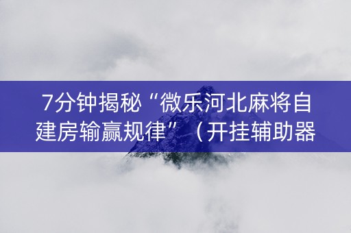 7分钟揭秘“微乐河北麻将自建房输赢规律”（开挂辅助器脚本)