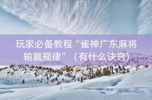 玩家必备教程“雀神广东麻将输赢规律”（有什么诀窍)