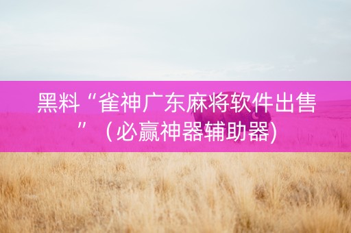 黑料“雀神广东麻将软件出售”（必赢神器辅助器)
