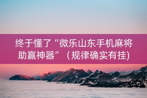 终于懂了“微乐山东手机麻将助赢神器”（规律确实有挂)