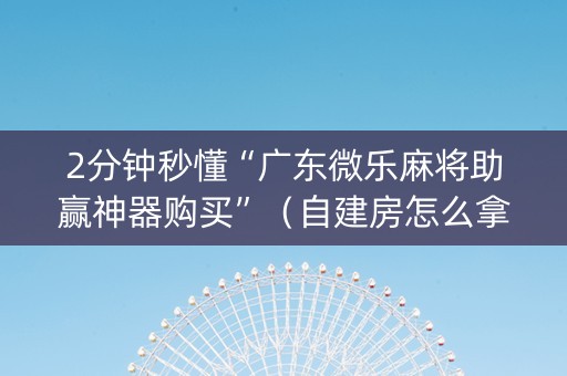 2分钟秒懂“广东微乐麻将助赢神器购买”（自建房怎么拿好牌)