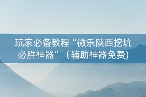 玩家必备教程“微乐陕西挖坑必胜神器”（辅助神器免费)