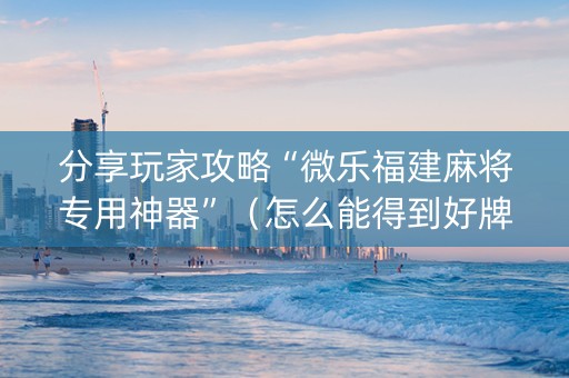 分享玩家攻略“微乐福建麻将专用神器”（怎么能得到好牌)
