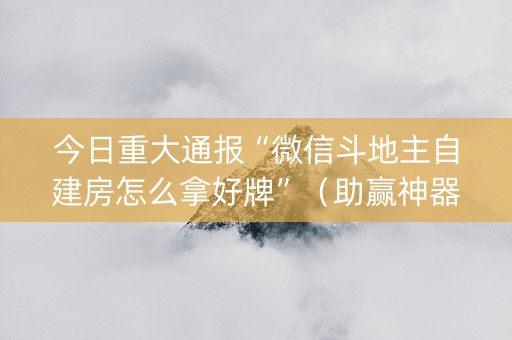 今日重大通报“微信斗地主自建房怎么拿好牌”（助赢神器)