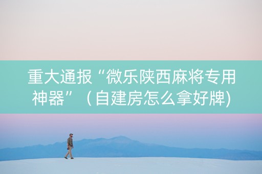 重大通报“微乐陕西麻将专用神器”（自建房怎么拿好牌)