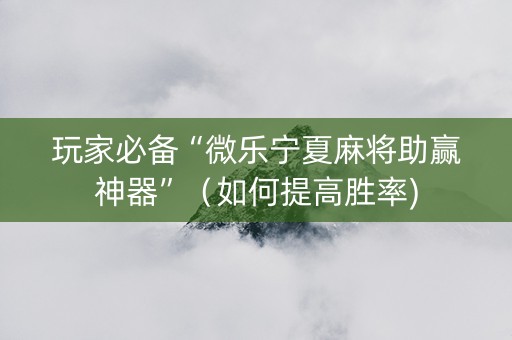 玩家必备“微乐宁夏麻将助赢神器”（如何提高胜率)
