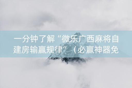 一分钟了解“微乐广西麻将自建房输赢规律”（必赢神器免费安装)