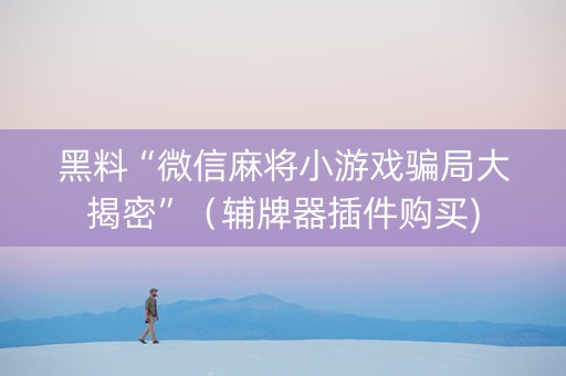 黑料“微信麻将小游戏骗局大揭密”（辅牌器插件购买)