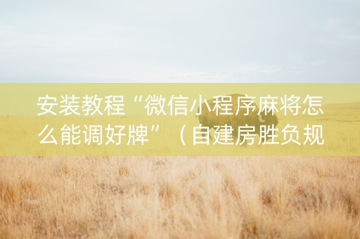 安装教程“微信小程序麻将怎么能调好牌”（自建房胜负规律)