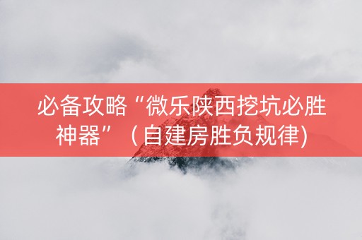 必备攻略“微乐陕西挖坑必胜神器”（自建房胜负规律)