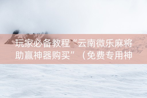 玩家必备教程“云南微乐麻将助赢神器购买”（免费专用神器)