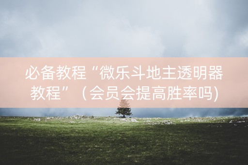 必备教程“微乐斗地主透明器教程”（会员会提高胜率吗)
