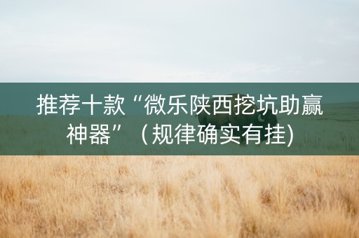 推荐十款“微乐陕西挖坑助赢神器”（规律确实有挂)