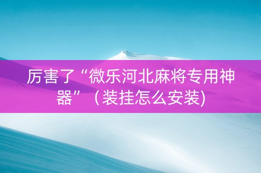 厉害了“微乐河北麻将专用神器”（装挂怎么安装)