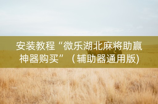 安装教程“微乐湖北麻将助赢神器购买”（辅助器通用版)