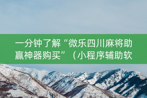 一分钟了解“微乐四川麻将助赢神器购买”（小程序辅助软件)