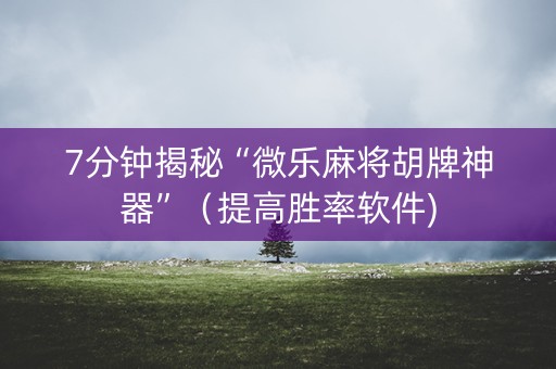 7分钟揭秘“微乐麻将胡牌神器”（提高胜率软件)