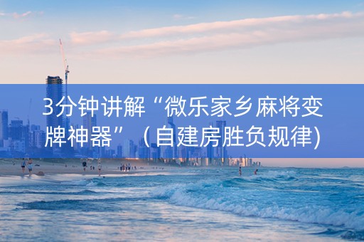 3分钟讲解“微乐家乡麻将变牌神器”（自建房胜负规律)