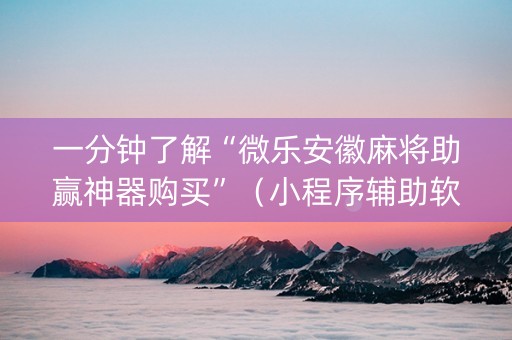 一分钟了解“微乐安徽麻将助赢神器购买”（小程序辅助软件)
