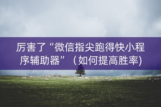 厉害了“微信指尖跑得快小程序辅助器”（如何提高胜率)