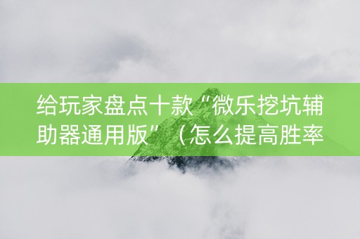 给玩家盘点十款“微乐挖坑辅助器通用版”（怎么提高胜率)