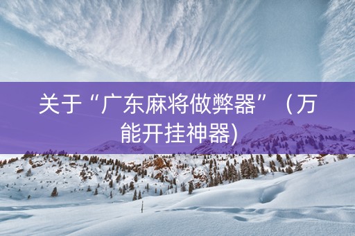 关于“广东麻将做弊器”（万能开挂神器)