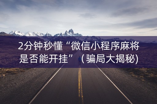 2分钟秒懂“微信小程序麻将是否能开挂”（骗局大揭秘)