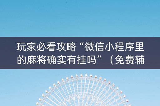 玩家必看攻略“微信小程序里的麻将确实有挂吗”（免费辅助)