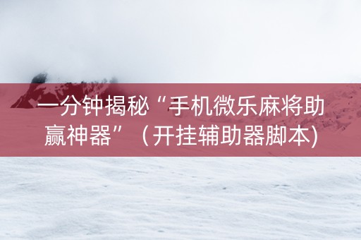 一分钟揭秘“手机微乐麻将助赢神器”（开挂辅助器脚本)