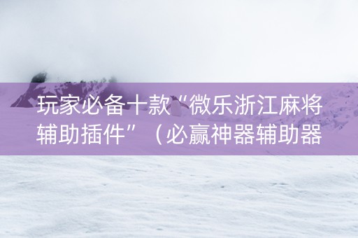 玩家必备十款“微乐浙江麻将辅助插件”（必赢神器辅助器)