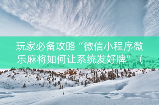 玩家必备攻略“微信小程序微乐麻将如何让系统发好牌”（透明器教程)